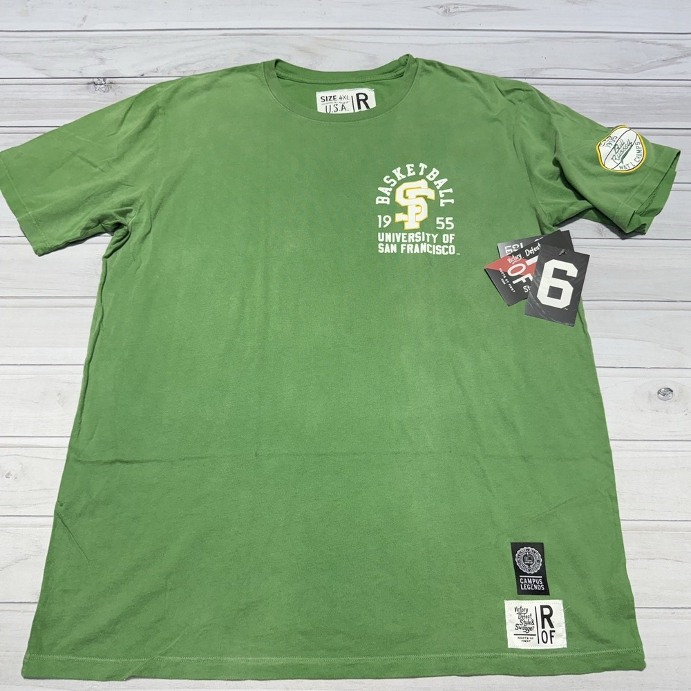 Roots of Fight Bill Russell T-Shirt 4XL Green 1955 San Francisco Basketball NWT